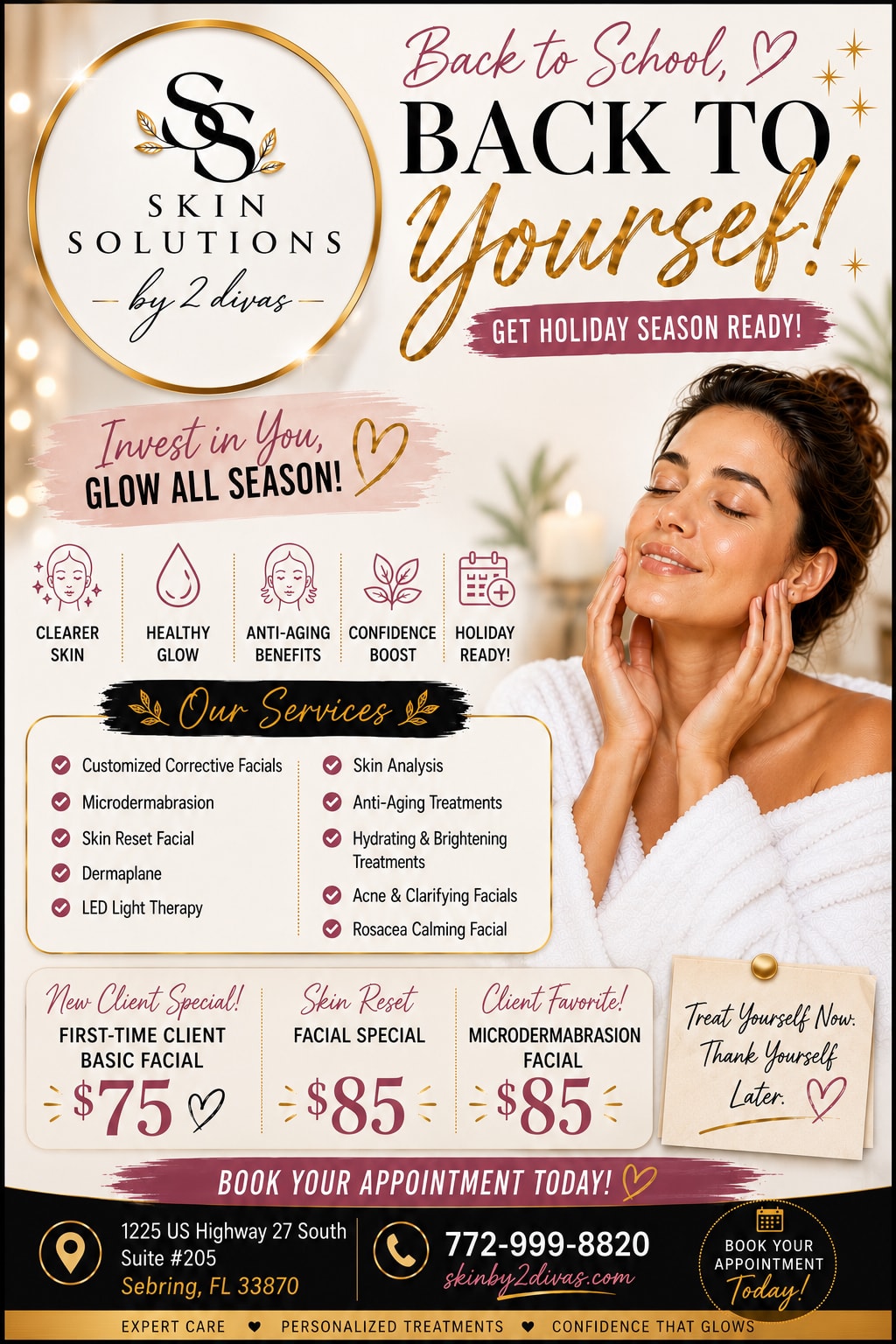 Back to School, Back to Yourself — Skin Solutions by 2 Divas August Special featuring facials starting at $75